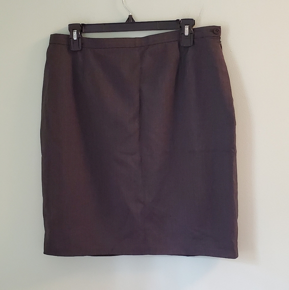 VINTAGE Giorgio Armani Classico 90s Designer Minimalist Gray Wool Skirt Size 14 - Picture 3 of 8